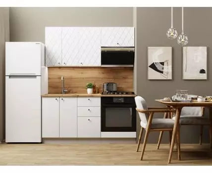 Кухонный гарнитур Скарлет 160 см (210, 47,6, Со столом под духовой шкаф, Прямые, Белый, 160)