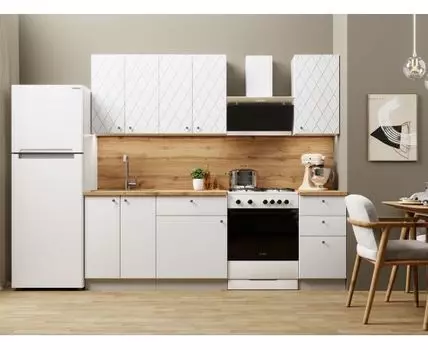 Кухонный гарнитур Скарлет 160 см (210, 47,6, Стандарт, Прямые, Белый, 160)