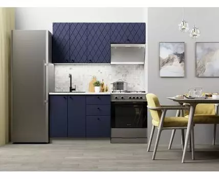 Кухонный гарнитур Скарлет 160 см (210, 47,6, С антресольным шкафом, Прямые, Синий, 160)