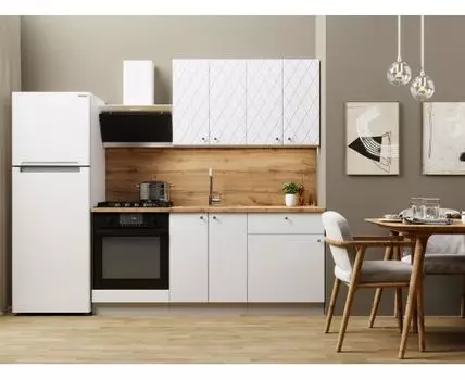 Кухонный гарнитур Скарлет 180 см (210, 47,6, Со столом под духовой шкаф, Прямые, Белый, 180)