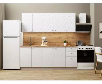 Кухонный гарнитур Скарлет 200 см (210, 47,6, Стандарт, Белый, 200)