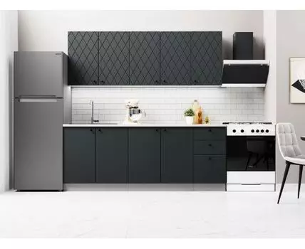 Кухонный гарнитур Скарлет 200 см (210, 47,6, Стандарт, Черный, 200)