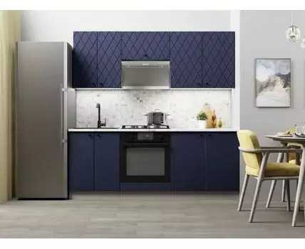 Кухонный гарнитур Скарлет 200 см (210, 47,6, Со столом под духовой шкаф, Синий, 200)