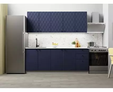 Кухонный гарнитур Скарлет 200 см (210, 47,6, Стандарт, Синий, 200)