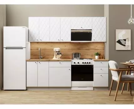 Кухонный гарнитур Скарлет 220 см (210, 47,6, Белый, 220)