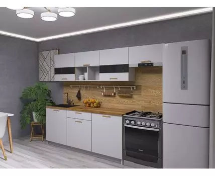 Кухонный гарнитур Смарт 240 см (202, 56,6, Прямые, Серый, 240)