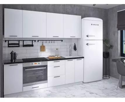 Кухонный гарнитур Стрэйт 210 см (214,4, 54, Прямые, Белый, 210)