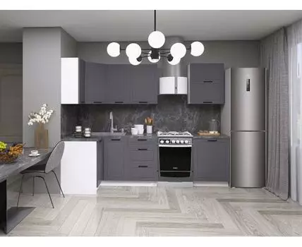 Кухонный гарнитур Вектор 210х100 см (214,4, 100, Угловые, Белый, 210)