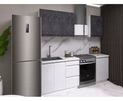 Кухонный гарнитур Вельвет 150 см (214,4, 50,6, Прямые, Белый, 150)