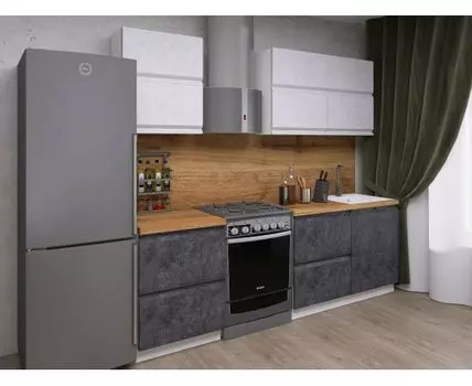 Кухонный гарнитур Вельвет 180 см (214,4, 50,6, Прямые, Серый, 180)