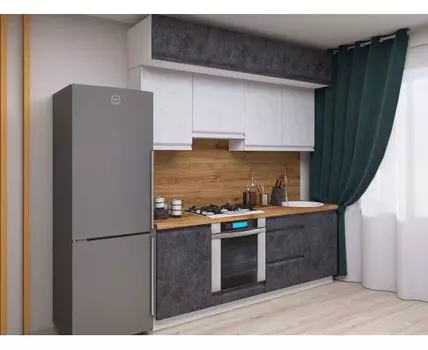 Кухонный гарнитур Вельвет 210 см (250,4, 56,2, Прямые, Серый, 210)