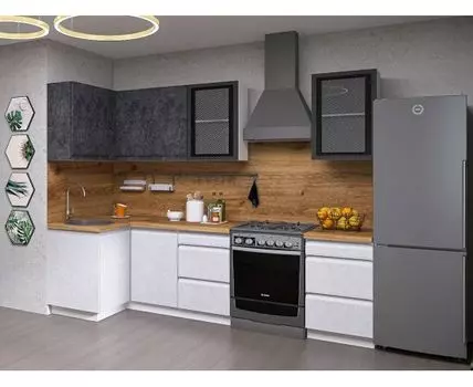 Кухонный гарнитур Вельвет 210х100 см (214,4, 100, Угловые, Белый, 210)