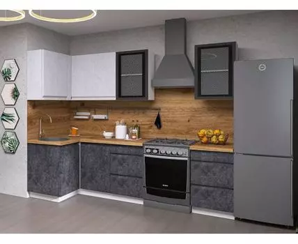 Кухонный гарнитур Вельвет 210х100 см (214,4, 100, Угловые, Белый, 210)