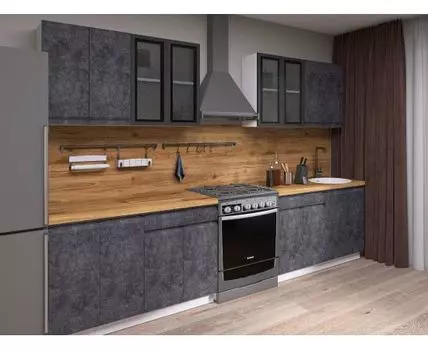 Кухонный гарнитур Вельвет 240 см (214,4, 50,6, Прямые, Серый, 240)