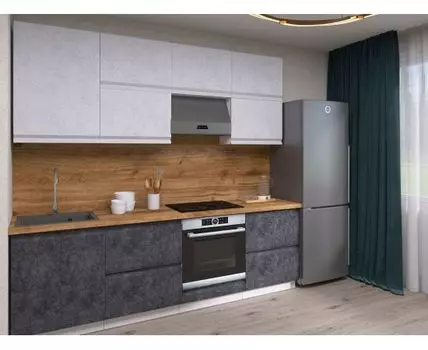 Кухонный гарнитур Вельвет 240 см (233,6, 53,8, Прямые, Серый, 240)