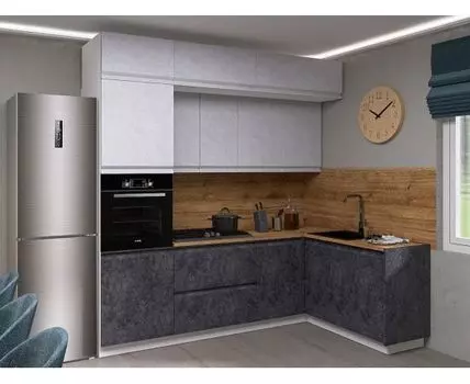 Кухонный гарнитур Вельвет 240х160 см (250,4, 160, Угловые, Серый, 240)