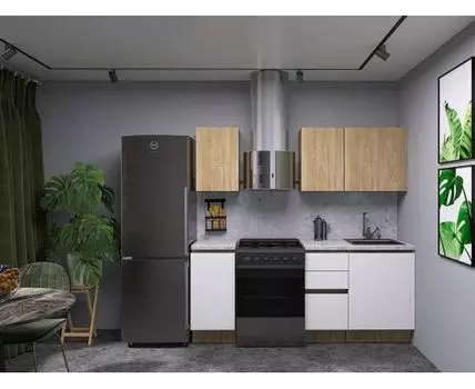 Кухонный гарнитур Женева 140 см (210, 52, Прямые, Белый, 140)