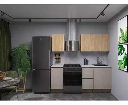 Кухонный гарнитур Женева 140 см (210, 52, Прямые, Серый, 140)