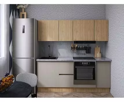 Кухонный гарнитур Женева 200 см без антресолей (210, 52, Прямые, Серый, 200)