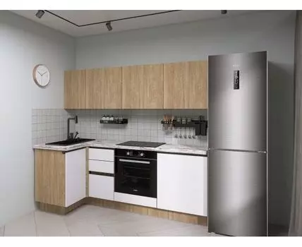 Кухонный гарнитур Женева 220х100 см (210/246, 100, Без антресольных шкафов, Угловые, Белый, 220)