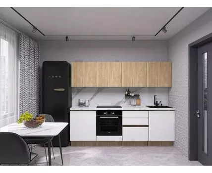 Кухонный гарнитур Женева 240 см (210/246, 52/59, Без антресольных шкафов, Прямые, Белый, 240)