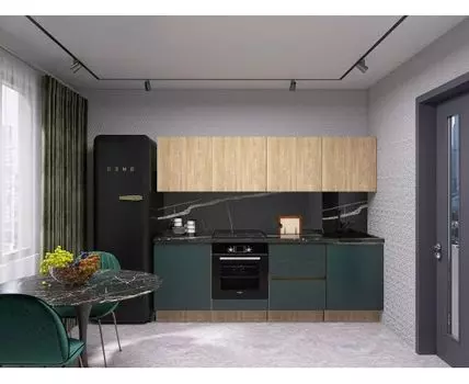 Кухонный гарнитур Женева 240 см (210/246, 52/59, Без антресольных шкафов, Прямые, Серый, 240)