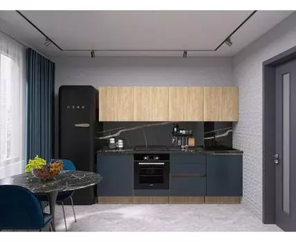 Кухонный гарнитур Женева 240 см (210/246, 52/59, Без антресольных шкафов, Прямые, Серый, 240)