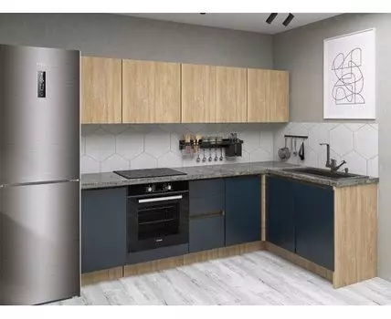 Кухонный гарнитур Женева 240х142 см (210/246, 142, Без антресольных шкафов, Прямые, Серый, 240)