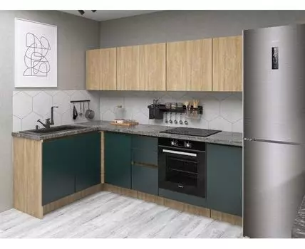 Кухонный гарнитур Женева 240х142 см (210/246, 142, Без антресольных шкафов, Прямые, Серый, 240)