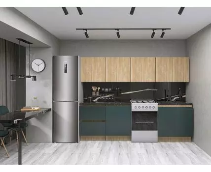 Кухонный гарнитур Женева 260 см (210/246, 52/59, Без антресольных шкафов и пенала, Прямые, Серый, 260)