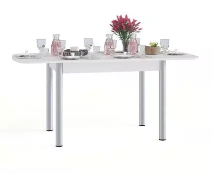 Кухонный стол СО-3м (75.6, 80, Раздвижные, Белый, 120)