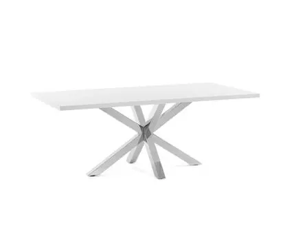 Лакированный стол Arya белый на хромированных ножках 200x100