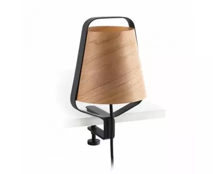 Лампа с зажимом Stood черная/дерево