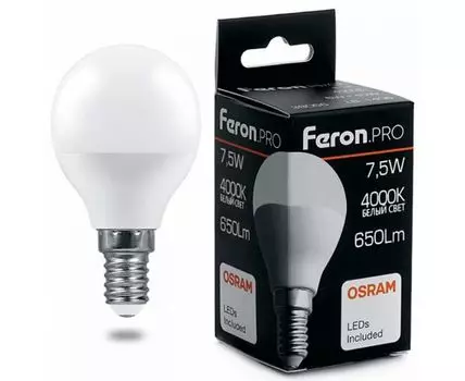 Лампа светодиодная Feron LB-1407 E14 7.5Вт 4000K 38072