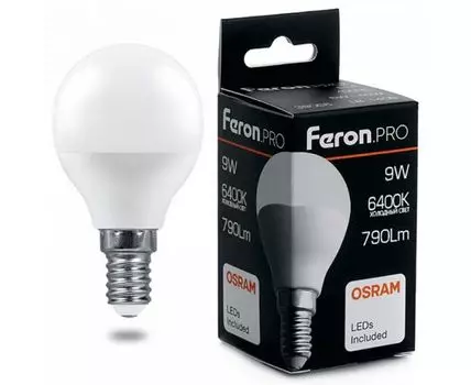 Лампа светодиодная Feron LB-1409 E14 9Вт 6400K 38079