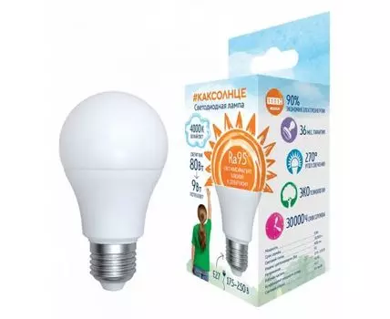 Лампа светодиодная Uniel E27 9Вт 4000K UL-00006504