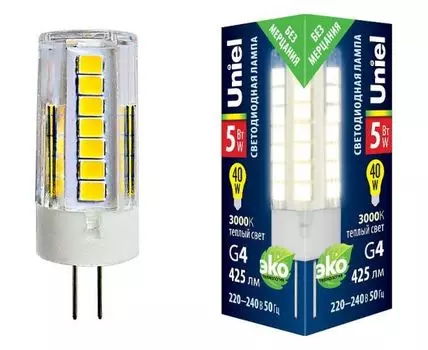 Лампа светодиодная Uniel G4 5Вт 3000K UL-00006744