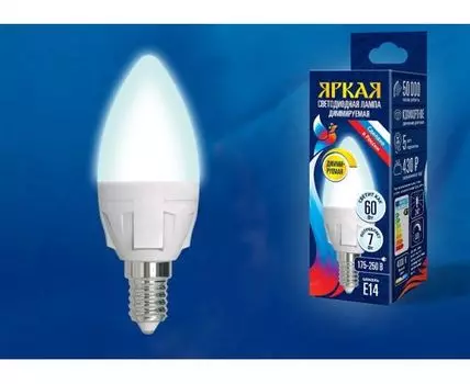 Лампа светодиодная Uniel Яркая Dim E14 7Вт 4000K UL-00004241