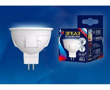 Лампа светодиодная Uniel Яркая GU5.3 6Вт 4000K UL-00002422