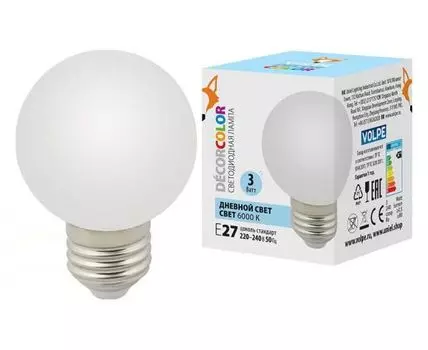 Лампа светодиодная Volpe E27 3Вт 6000K UL-00006956