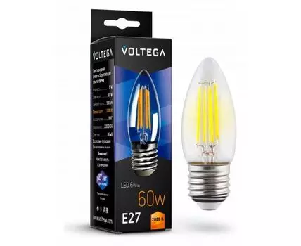 Лампа светодиодная Voltega Candle E27 6Вт 2800K VG10-C1E27warm6W-F