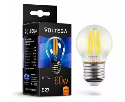 Лампа светодиодная Voltega Crystal E27 6Вт 2800K VG10-G1E27warm6W-F