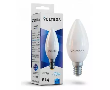 Лампа светодиодная Voltega Simple E14 7Вт 4000K VG2-C37E14cold7W