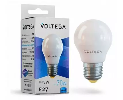 Лампа светодиодная Voltega Simple E27 7Вт 4000K VG2-G45E27cold7W