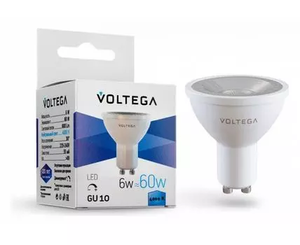 Лампа светодиодная Voltega Simple GU10 6Вт 4000K VG2-S1GU10cold6W-D