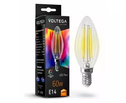 Лампа светодиодная Voltega True colors E14 7Вт 2800K VG10-C35E14warm7W-FHR