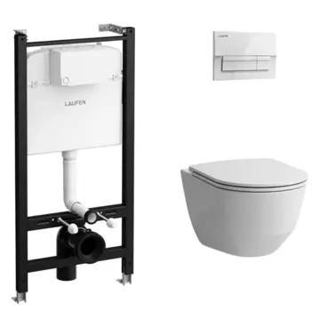 Laufen Pro Унитаз подвесной, безободковый, смыв Rimless, с инсталляционной системой, сиденье с микролифтом, тонкое, клавиша смыва белая