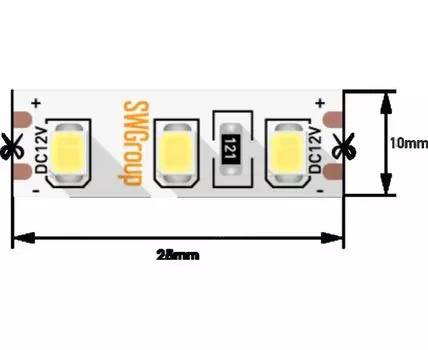 Лента со скотчем 3М светодиодная стандарт 2835, 120 LED/м, 12 Вт/м, 12В, IP20, Цвет: Нейтральный белый