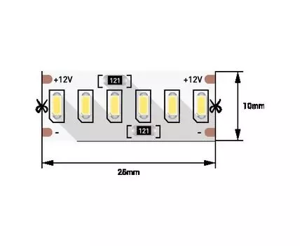 Лента со скотчем 3М светодиодная стандарт 3014, 240 LED/м, 24 Вт/м, 12В, IP20, Цвет: Холодный белый