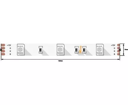 Лента со скотчем 3М светодиодная стандарт 5050, 30 LED/м, 7,2 Вт/м, 12В, IP20, 3M Цвет: RGB